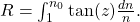 R = \int^{n_0}_{1}\tan(z)\frac{dn}{n}.